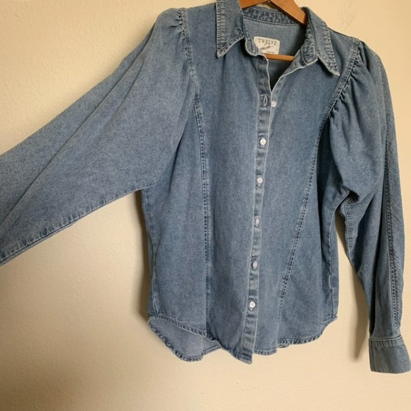 Twelve by On Twelfth Denim Button Down Top - Picture 3 of 10